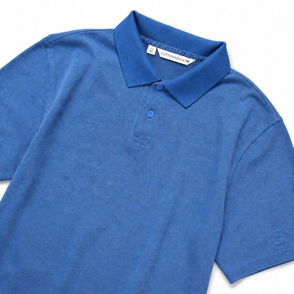 Cutter & Buck Men's Blue Pima Cotton Golf Polo L Short Sleeve